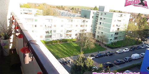 German amateur anal bitch fuck on public balcon pov